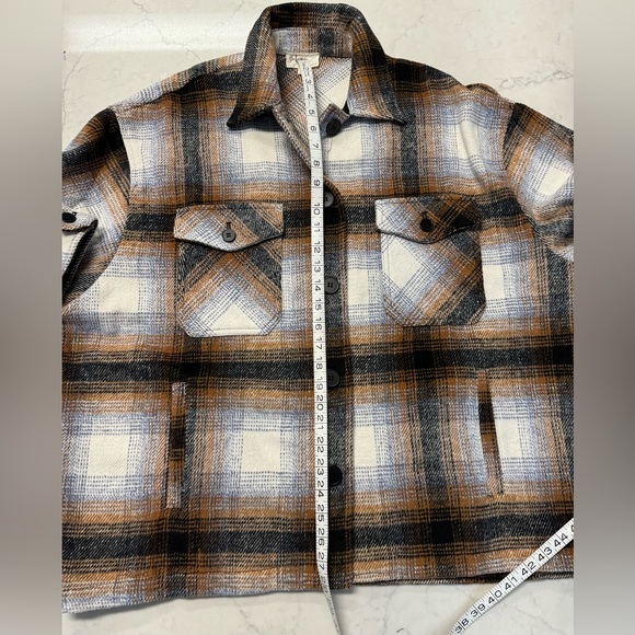Before You Heavy Flannel Tan/Black & White Jacket Size S/M - Picture 6 of 8